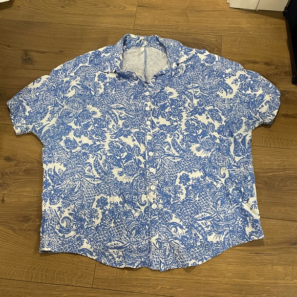 Blue Sky Clothing Short Sleeve Billow Bamboo Button Down Casual Women’s Shirt S - Picture 1 of 4